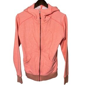 Lululemon On The Daily‎ Full Zip Hoodie Heatherd Grapefruit Orange Sz 8